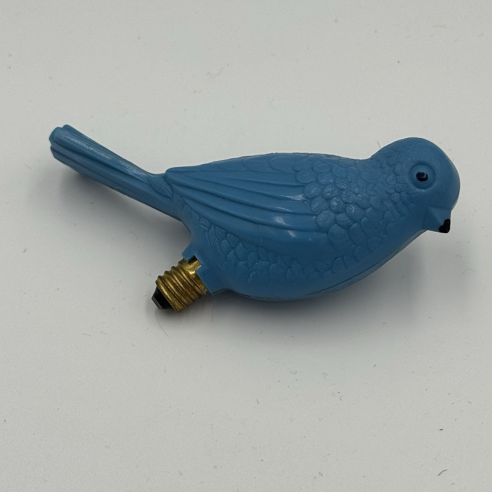 Vtg Light Bulb Bird Blue Hard Plastic Illuminated Christmas Tree Ornament